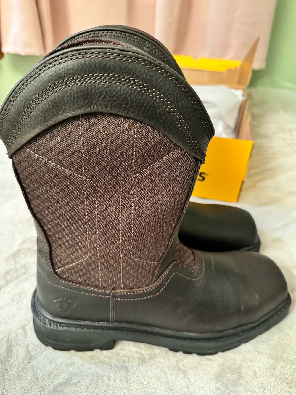 Herman’s Survivor Men’s Brown Work Cowboy Boots -  Slip-On Work Boots steel toe